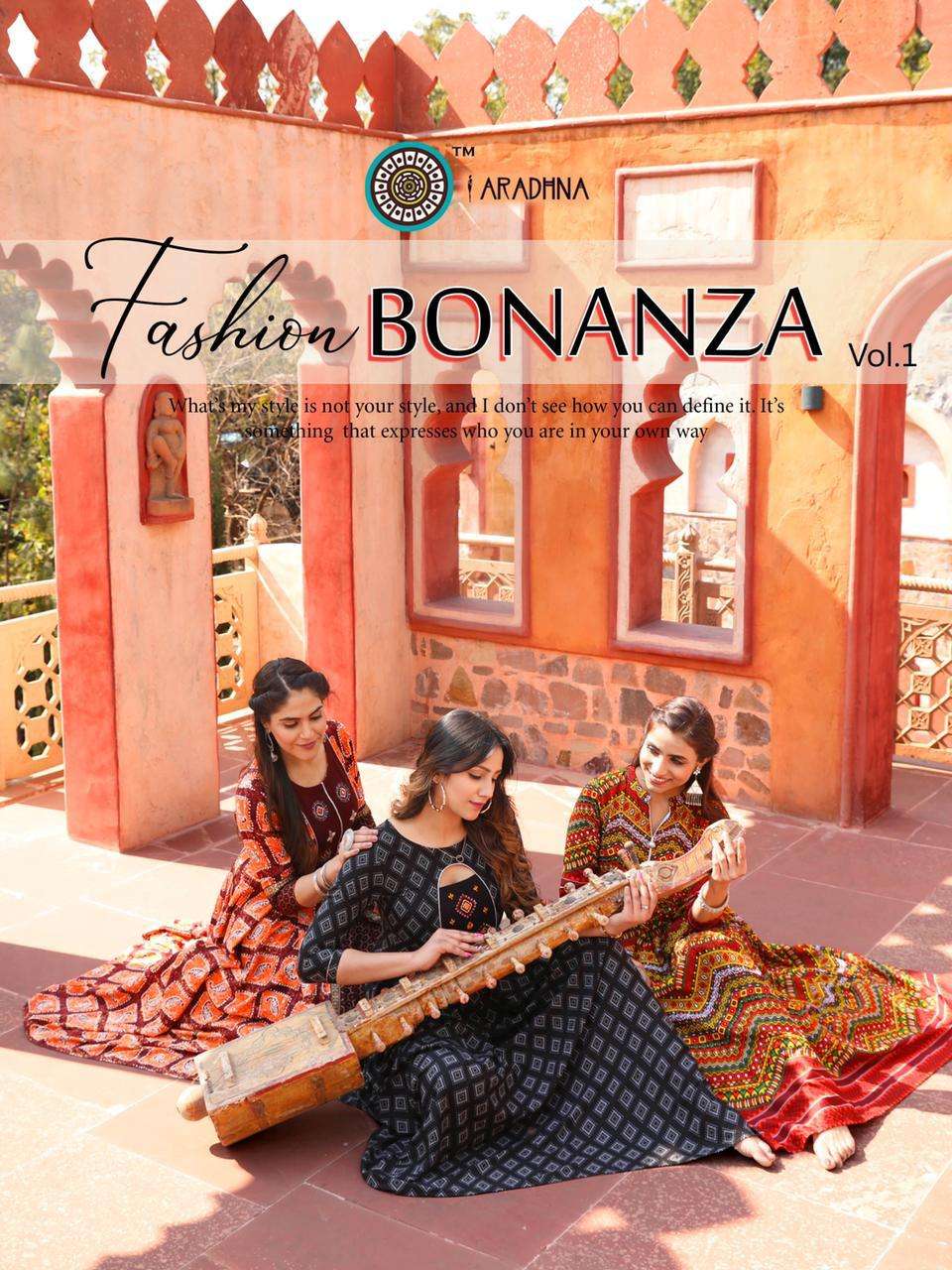 Aradhna presents fashion Bonanza vol-1 beautiful designer partywear gown style Kurtis catalog wholesaler and Exporters