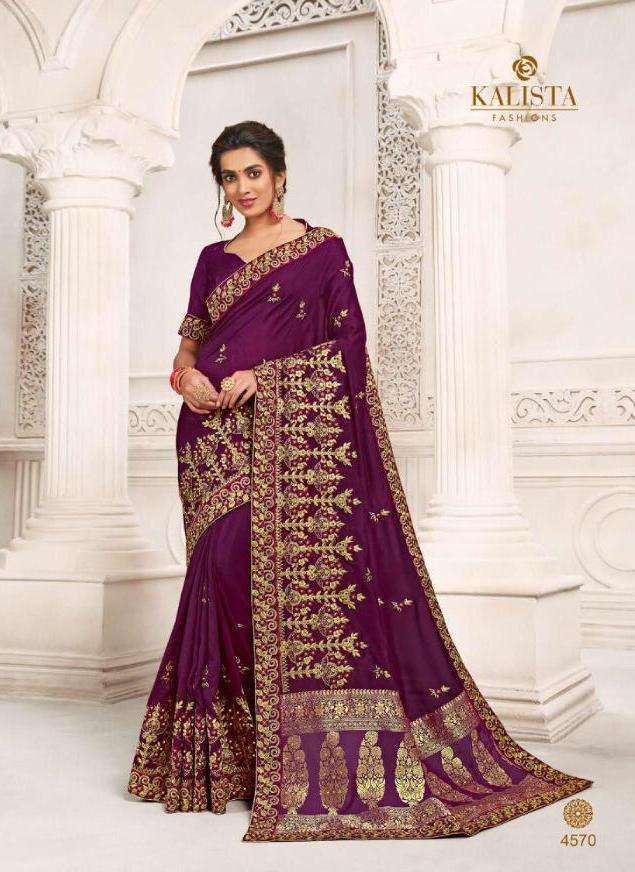 Kalista presents dulhan fancy vichitra silk with embroidery work sarees Catalogue wholesaler