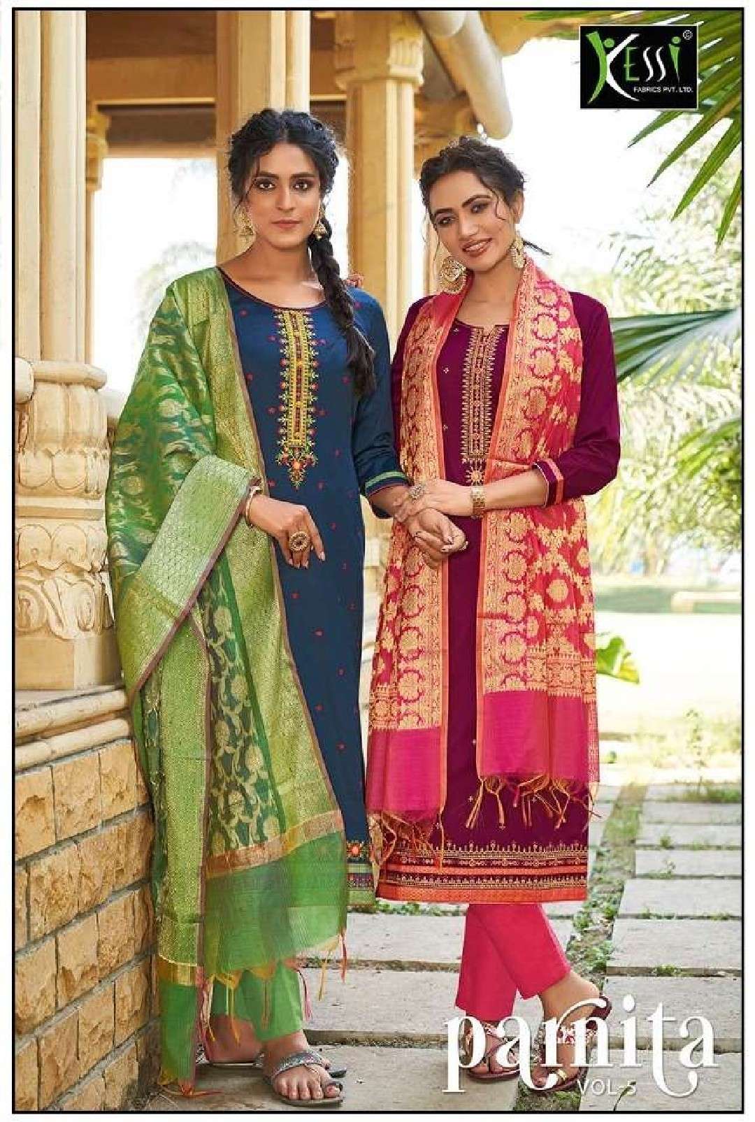 Kessi presents parnita vol-5 jam silk straight salwar suit Wholesaler