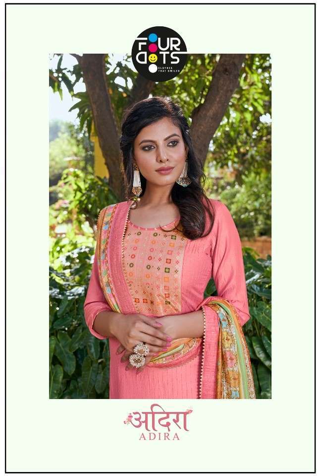 Four dots presents adira faancy straight muslin salwar suit Wholesaler