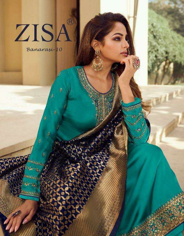 Meera trendz presents zisa banarasi vol-10 satin georgette straight salwar suit Wholesaler