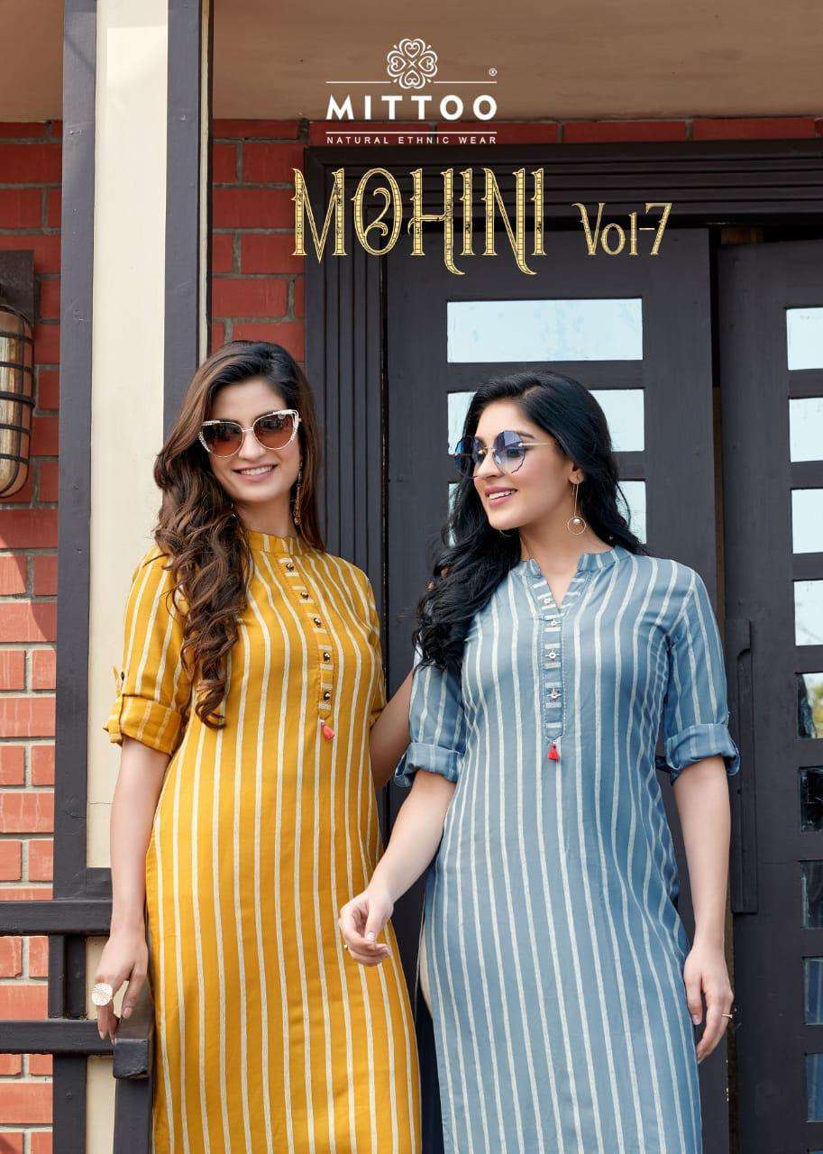 Mittoo presents mohini vol-7 fancy rayon Kurtis with pant cataloge collection