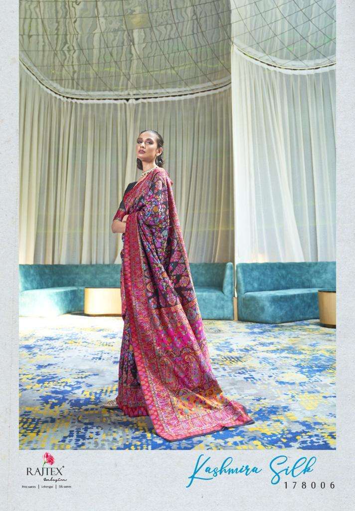 Rajtex presents kashmira silk 178001 to 178006 series exclusive designer kashmiri pattern silk sarees Catalogue wholesaler and exporters