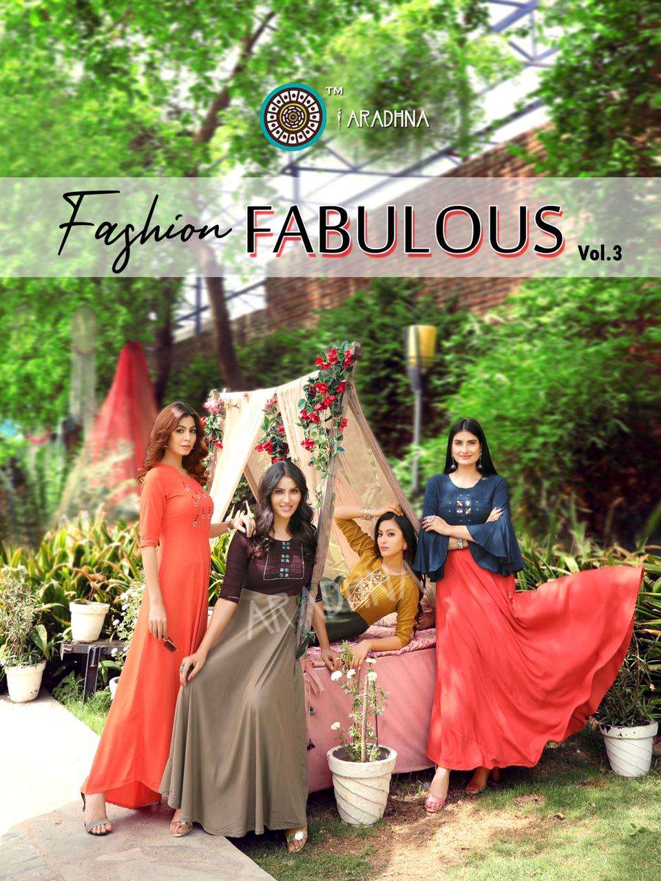 Aradhna presents fashion fabulous vol-3 beautiful designer partywear gown style Kurtis catalog wholesaler and Exporters
