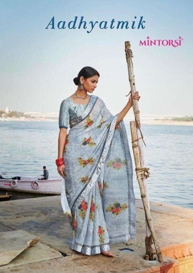 Mintorsi presents aadhyatmik weightless fancy printed Sarees cataloge Wholesaler 