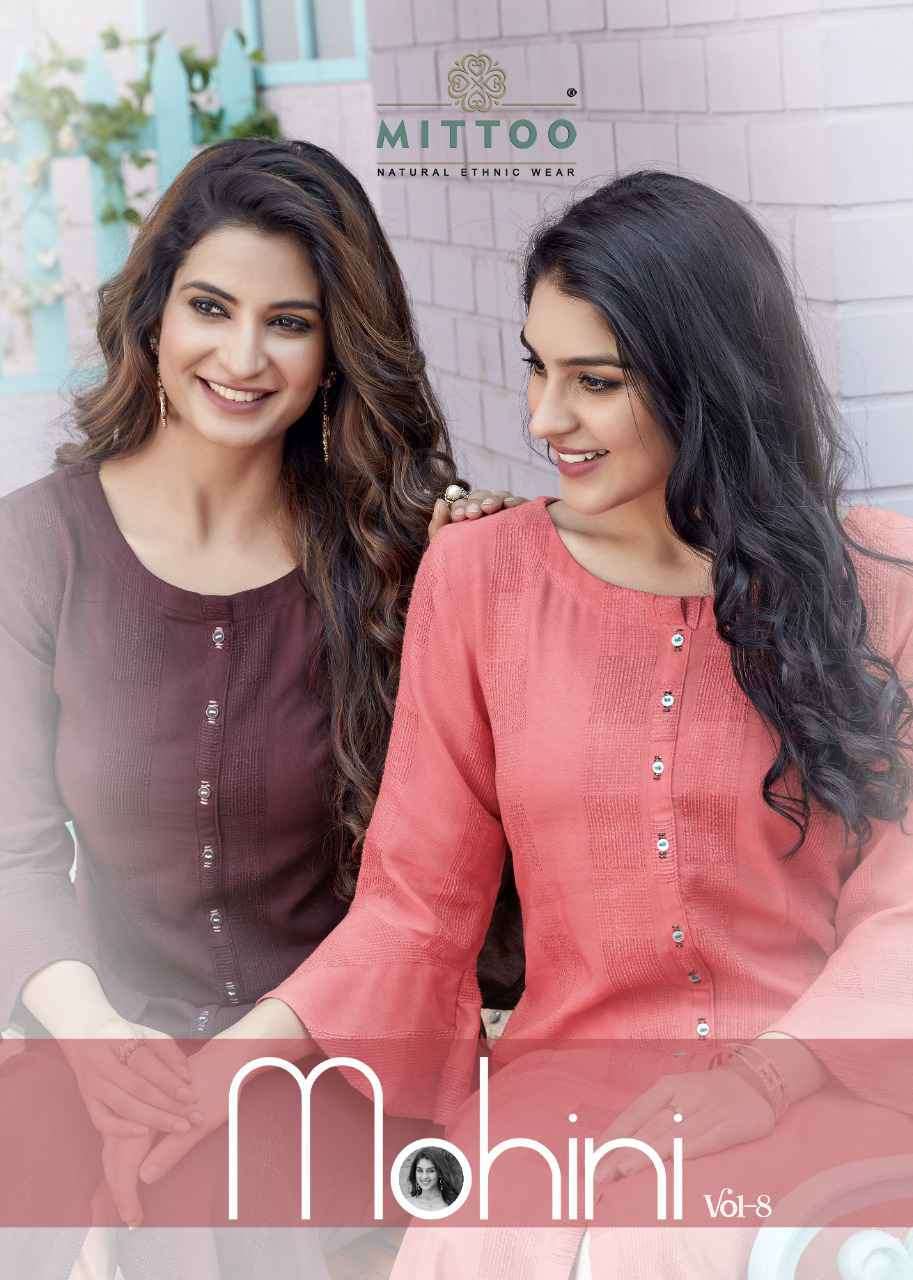 Mittoo presents mohini vol-8 rayon designer Kurtis with pant cataloge collection