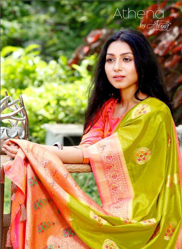 Aura sarees presents athena south indian style party wear silk sarees catalogue wholesaler and Exporters
