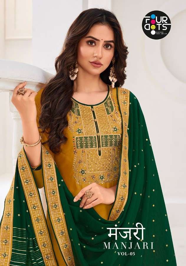 Four dots presents manjari vol-5 silk straight salwar suit wholesaler 