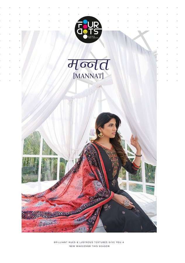 Four dots presents mannat parampara silk straight salwar suit wholesaler 