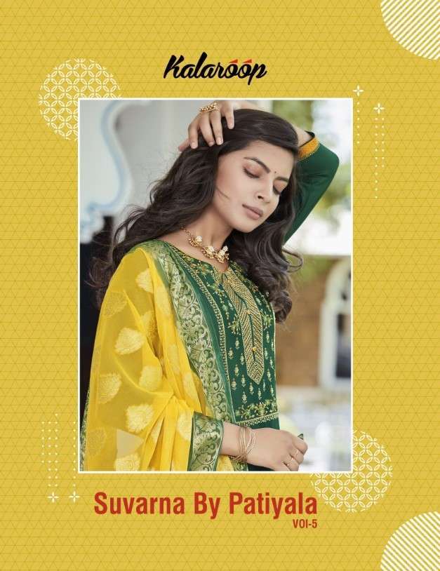 Kalaroop presents suvarna by patiyala vol-5 jam silk exclusive designer ready made salwar suit wholesaler 
