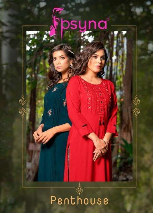 Psyna presents penthouse rayon kurtis with plazzo collection 