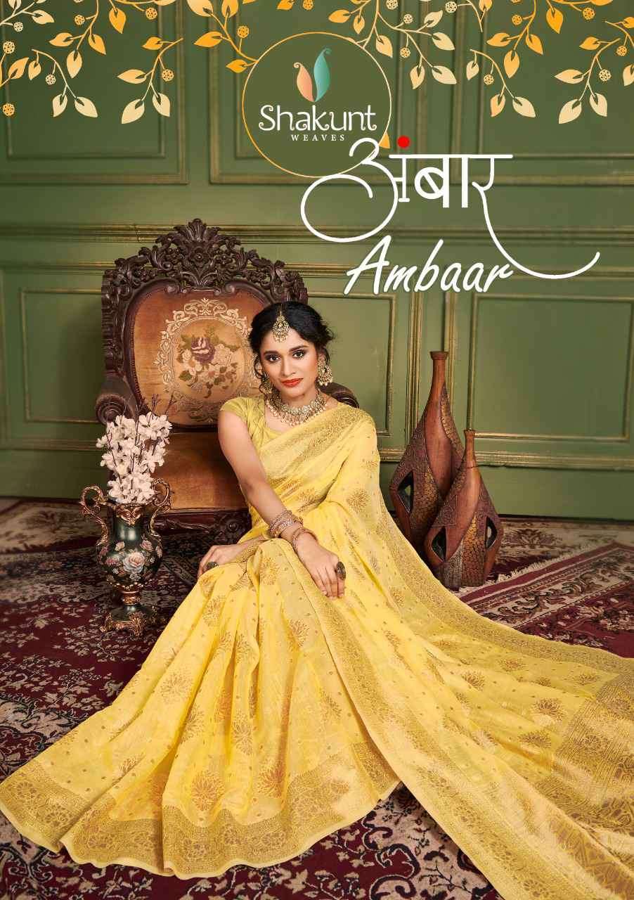 Shakunt fashion presents ambaar cotton Weaving sarees catalog 