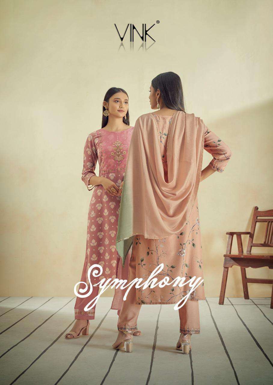 Vink presents symphony pure muslin designer kurtis with pant and dupatta collection 