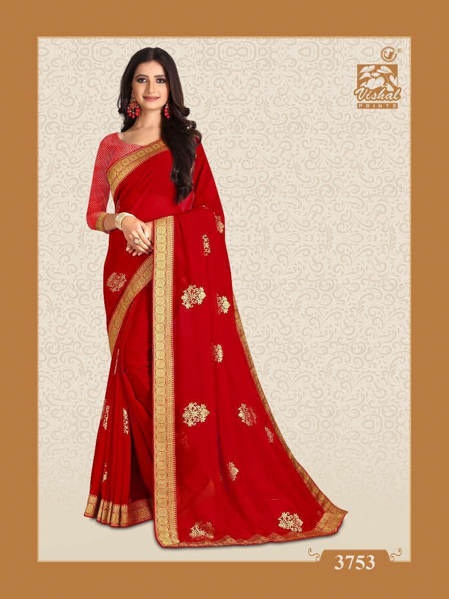 VISHAL PRESENTS RED SPECIAL 3753 TO 3764 DESIGNER SAREES CATALOG WHOLESALER AND EXPORTERS