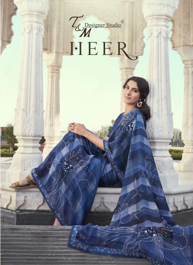 T and m presents heer fancy designer sarees catalog wholesaler 