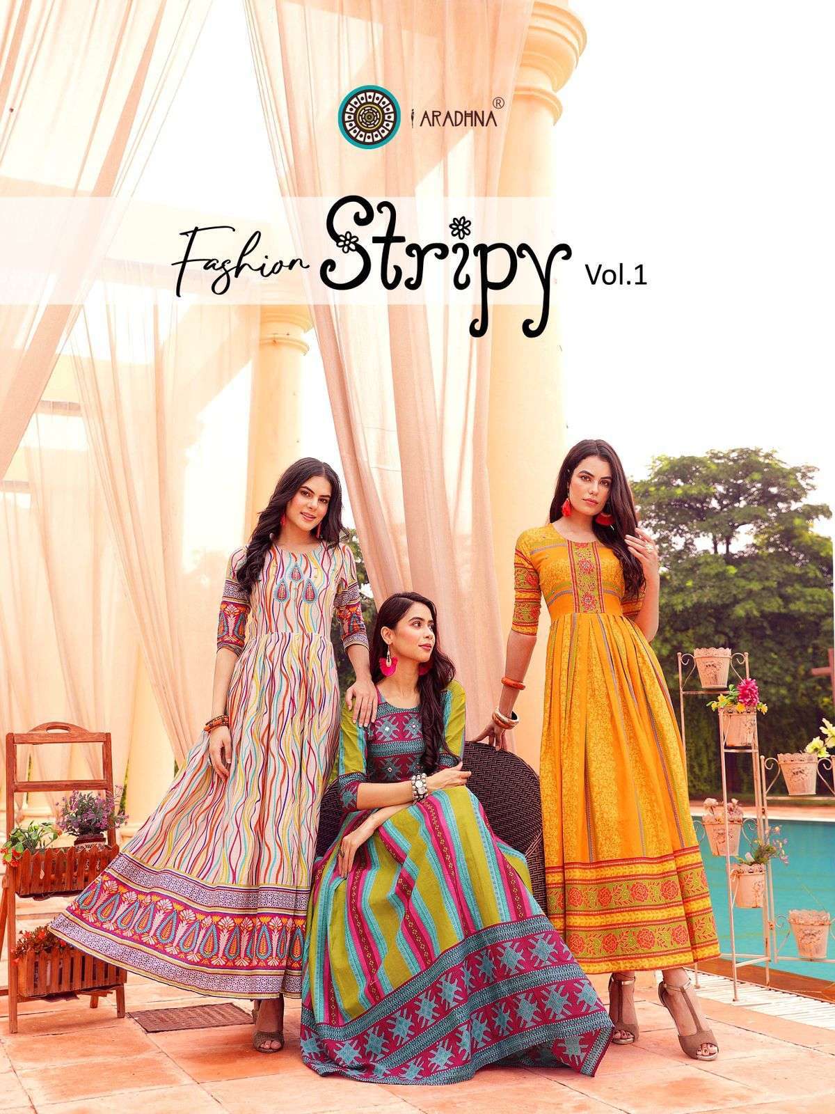 Aradhna Presents Fashion Stripy Vol-1 Fancy Cotton Kurti Gown Catalog Wholesaler