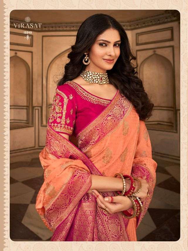 Royal presents virasat vol-43 pure silk exclusive saree catalog wholesaler