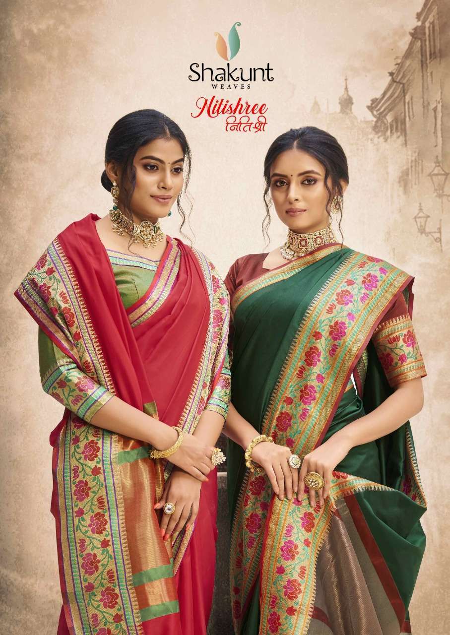 Shakunt fashion presents nitishree art silk big Border concept sarees catalog 