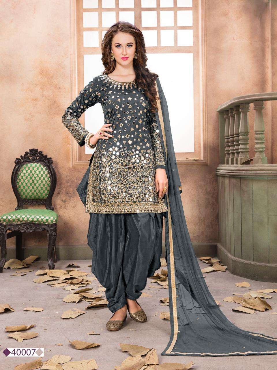 Twisha presents aanaya 40000 series silk mirror work salwar suit wholesaler 