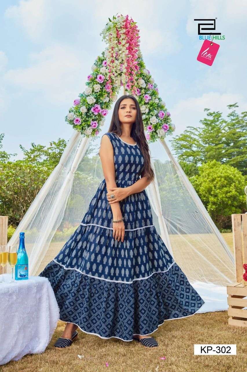 Blue hills present Kitty party vol-3 Long gown style kurti catalog wholesaler