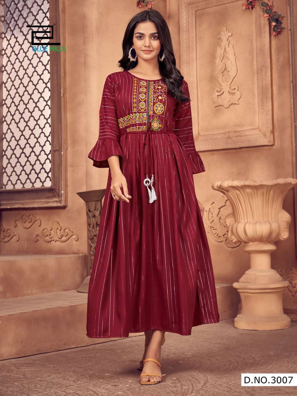 Blue hills presents Suman Rayon long gown style kurtis catalog collection 