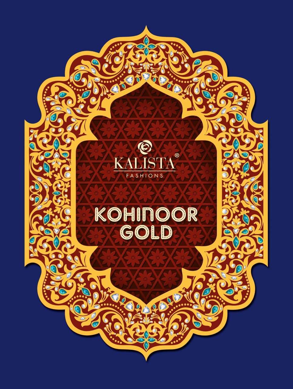 Kalista presents kohinoor gold imported heavy embroidery work sarees catalog wholesaler 