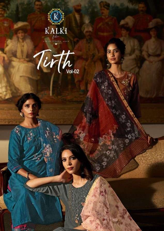 Kalki fashion presents Tirth vol-2 viscose silk designer straight salwar suit wholesaler 