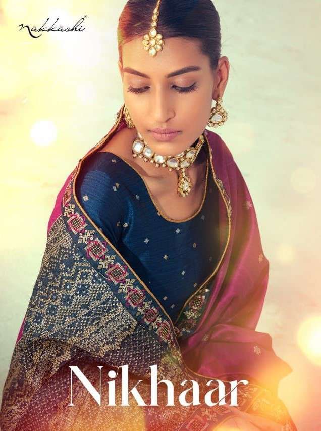 Nakkashi presents Nikhaar 4229-4237 series silk designer Indian ethnic wear saree catalog wholesaler