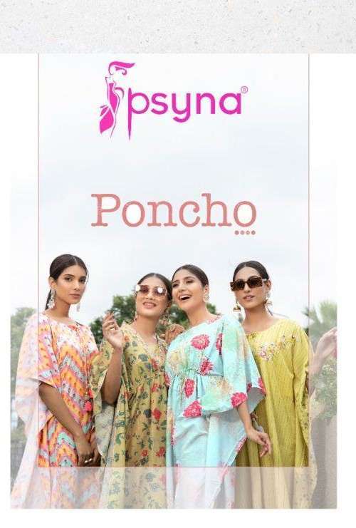 Psyna presents poncho designer stylish karftan kurtis with pant catalog wholesaler 