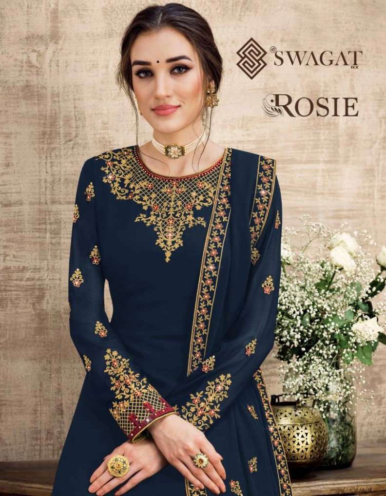 Swagat presents Rosie Exclusive party wear straight suits catalog wholesaler