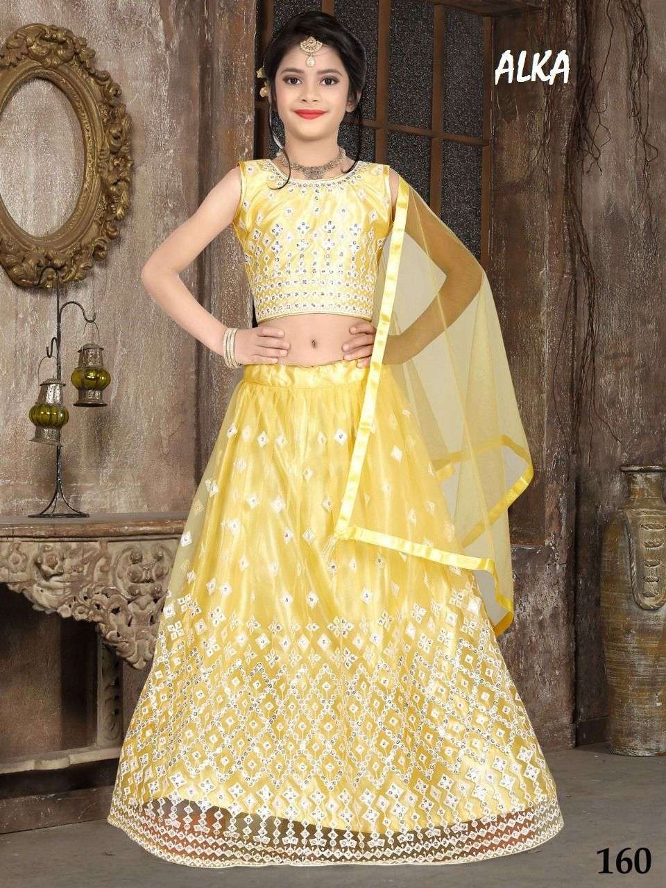 ALKA VOL-13 NET DESIGNER SEQUENCE AND THEREAD WORK KIDS WEAR LAHENGA CHOLI COLLECTION