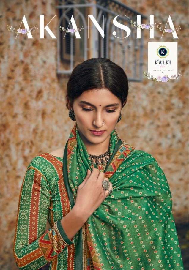 Kalki presents akansha digital printed silk salwar suits catalog wholesaler