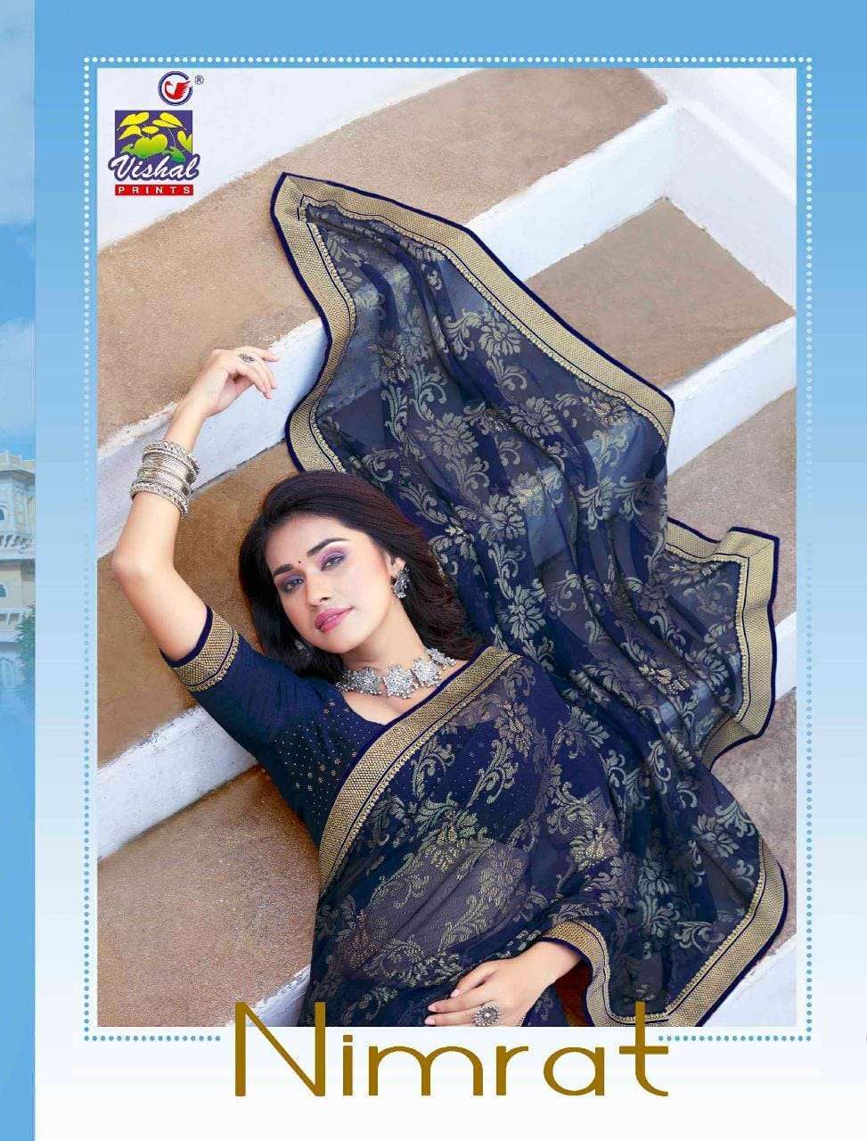 Vishal presents Nimrat georgette printed sarees catalog wholesaler 