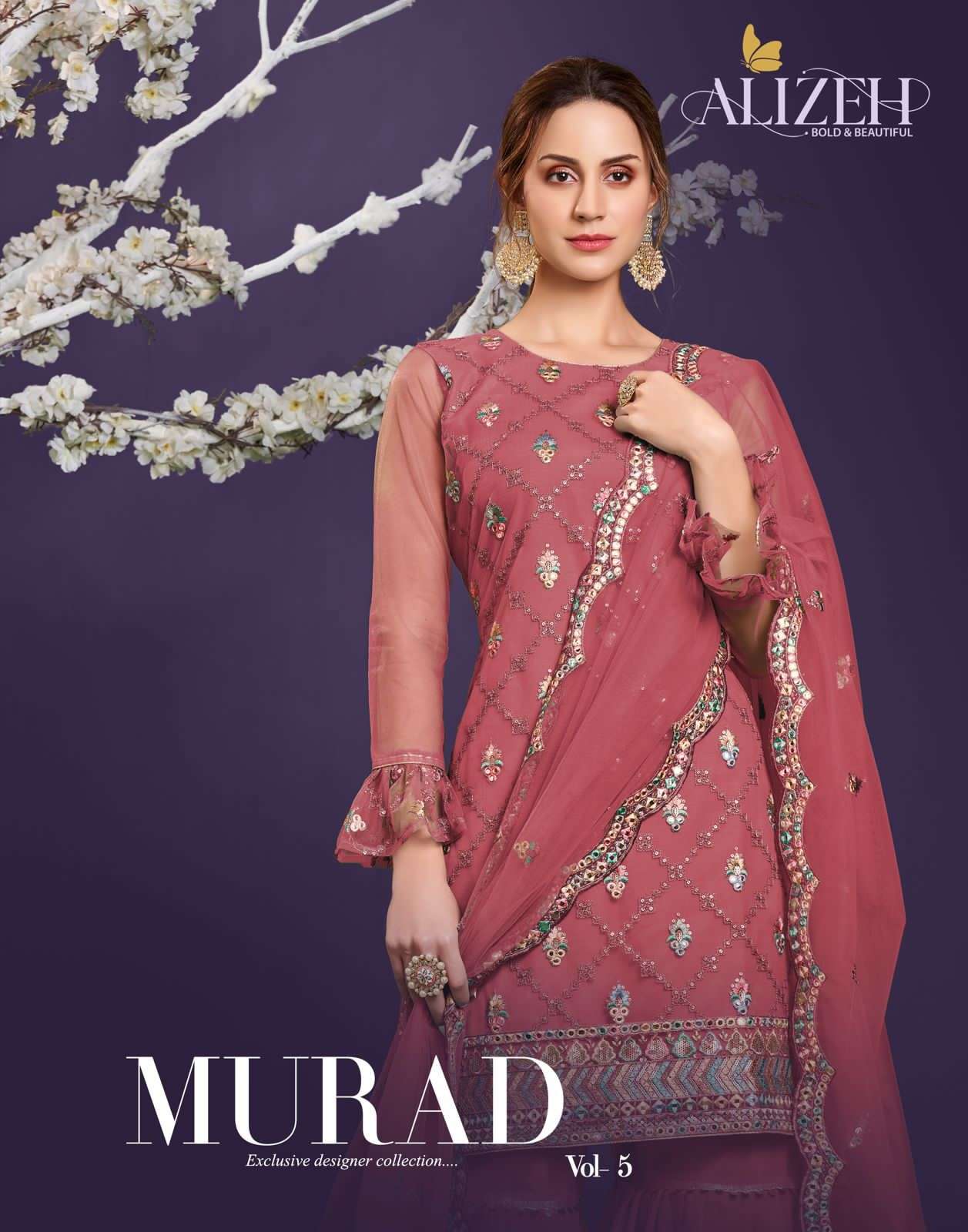 Alizeh Present Murad Vol-5 Premium Sharara Collection With Beautiful Colors And Embroidery Work Wholesaler And Exporters