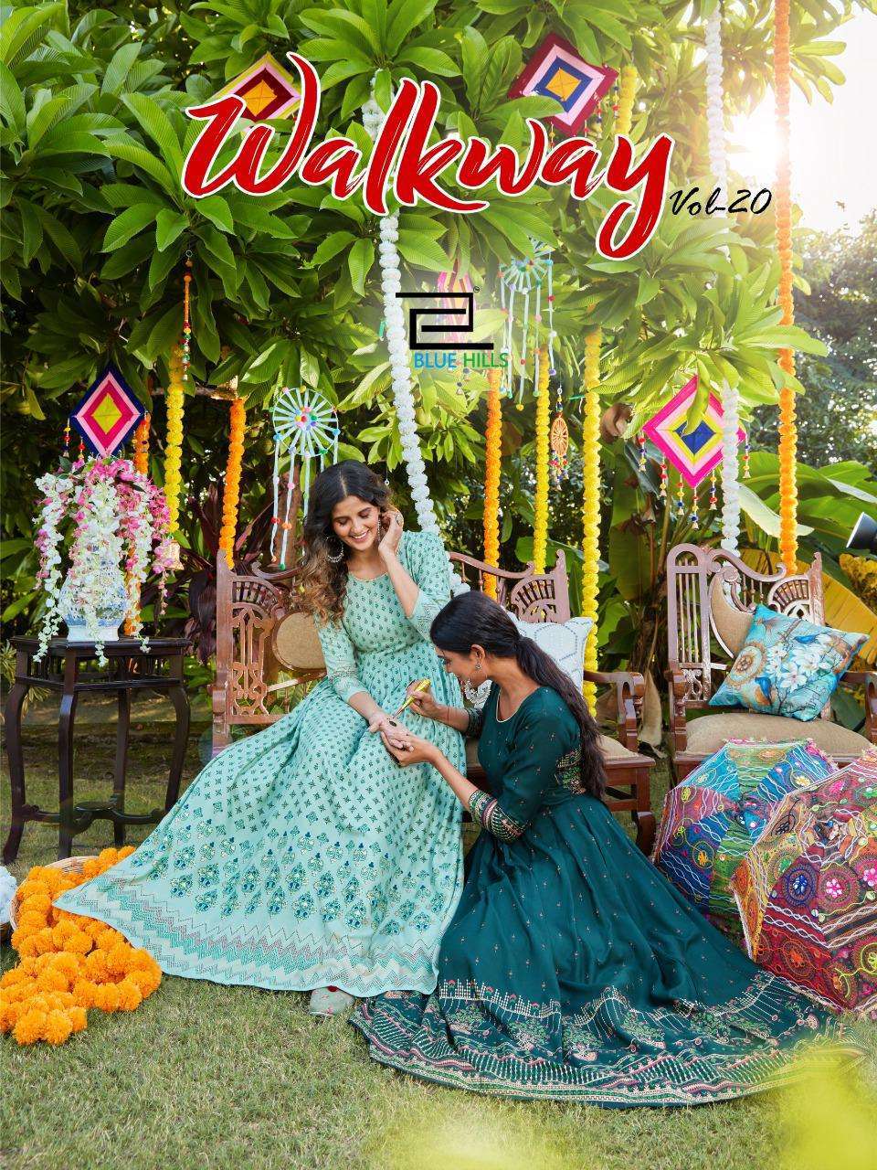 Blue hills presents walkway vol-20 Rayon long designer gown style kurtis catalog collection 