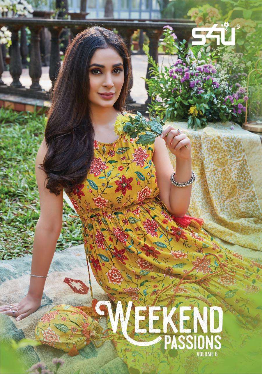 S4u presents Weekand passion vol-6 Rayon exclusive designer gown style kurtis catalog collection 