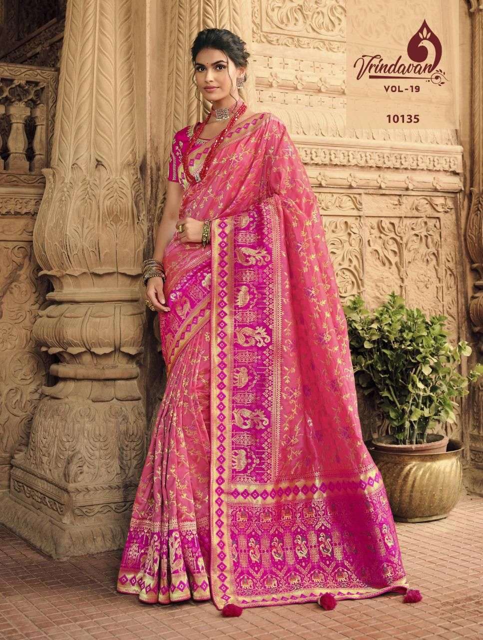 Royal presents vrindavan vol-19 10127 to 10141 series exclusive designer party wear saree catalog collection 