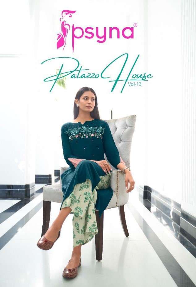 Psyna presents palazzo house vol-13 Rayon designer kurtis with plazzo collection 