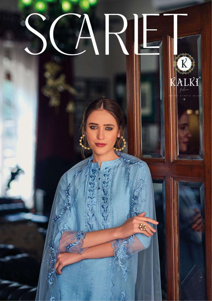Kalki fashion presents scarlet viscose designer kurtis with pant and dupatta collection 