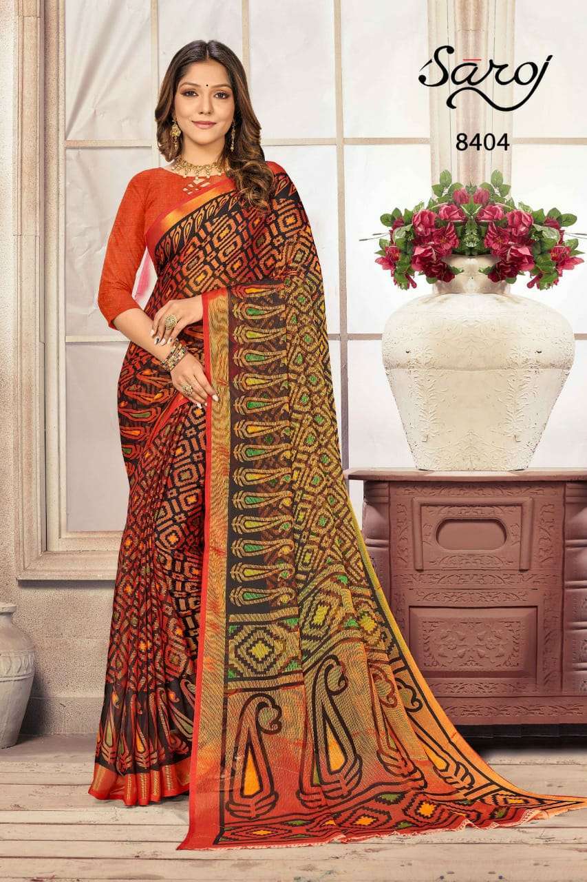 Saroj presents khushi georgette fancy and designer sarees catlogwhole saler