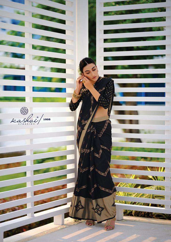 Kashvi creation presents Kanishka brasso designer sarees catalog wholesaler 
