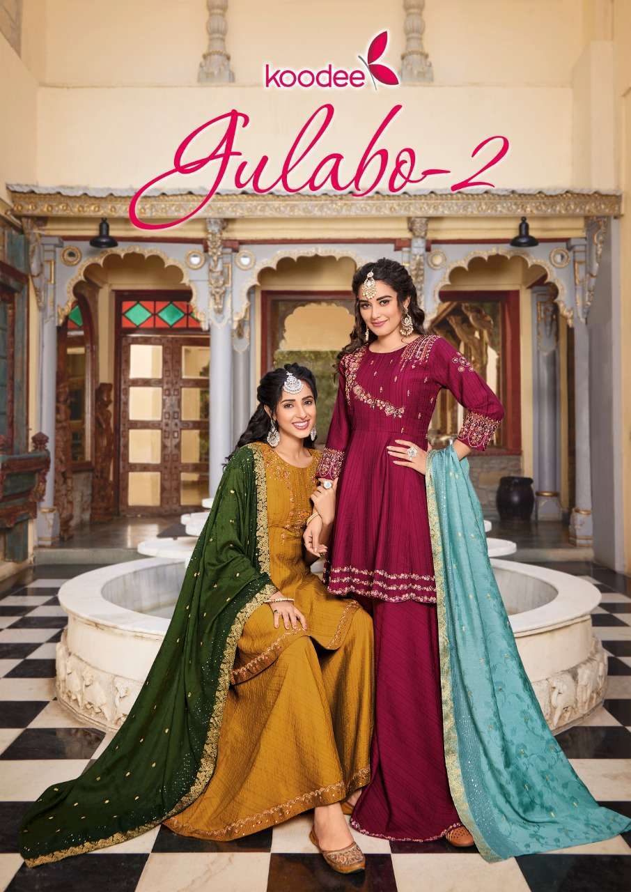 Koodee fashion presents Gulabo vol-2 designer kurtis with sharara and dupatta collection 
