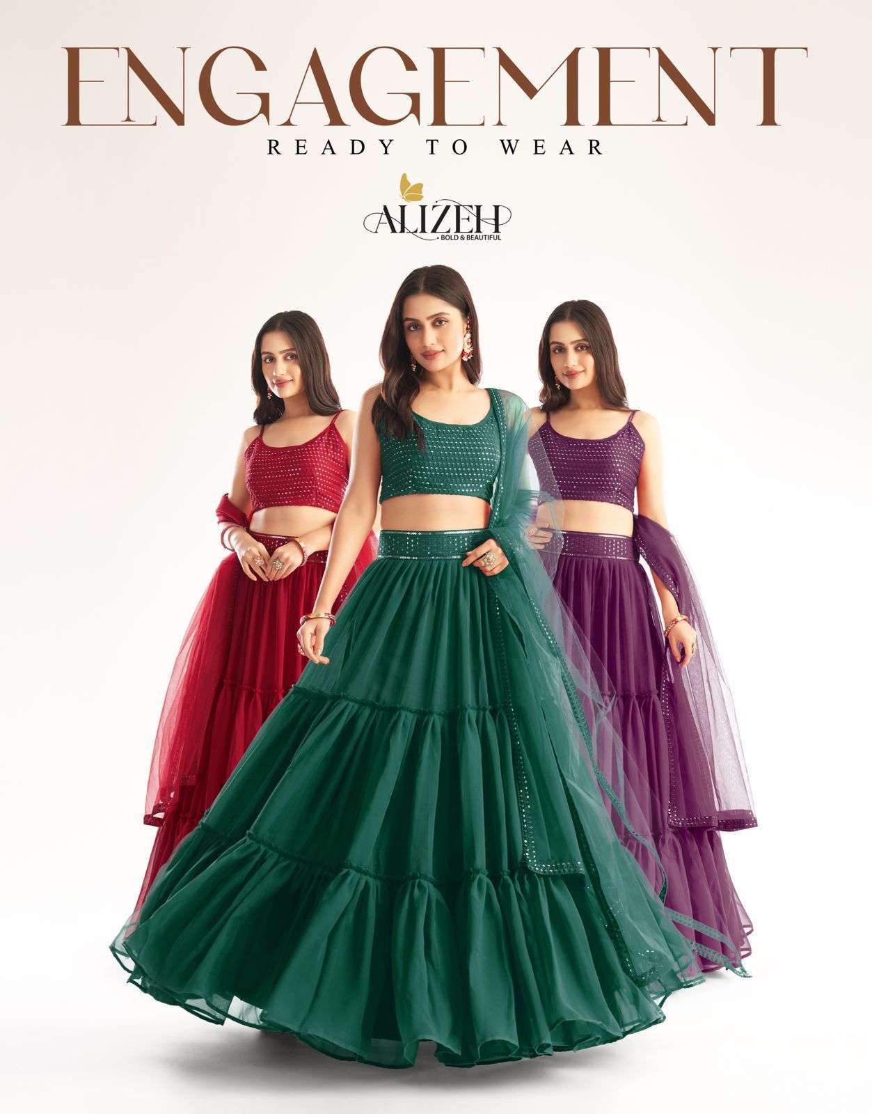 Alizeh presents Engagement ready to wear pure georgette crop top collection 