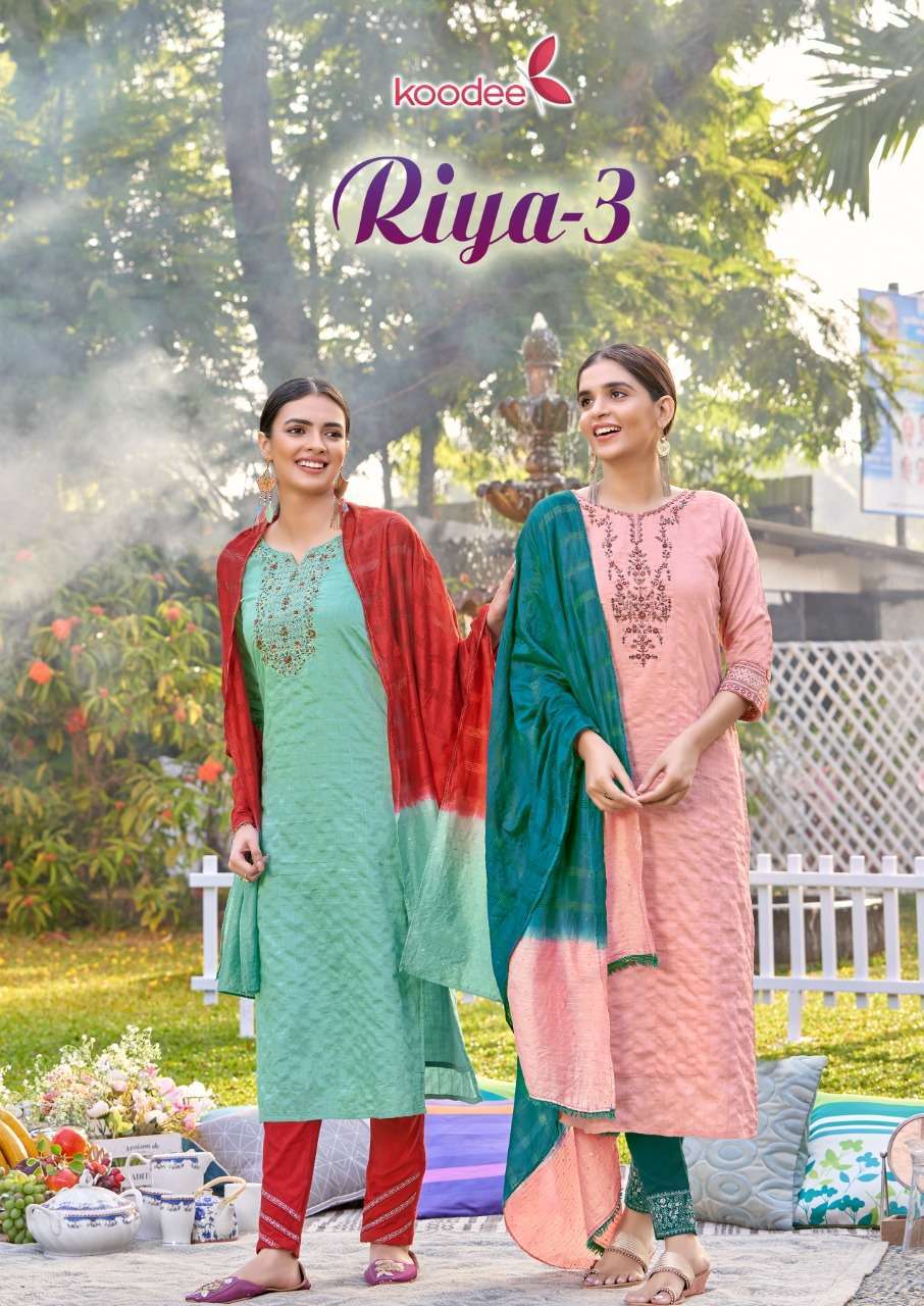 Koodee fashion presents Riya vol-3 fancy viscose designer kurtis with pant and dupatta collection 