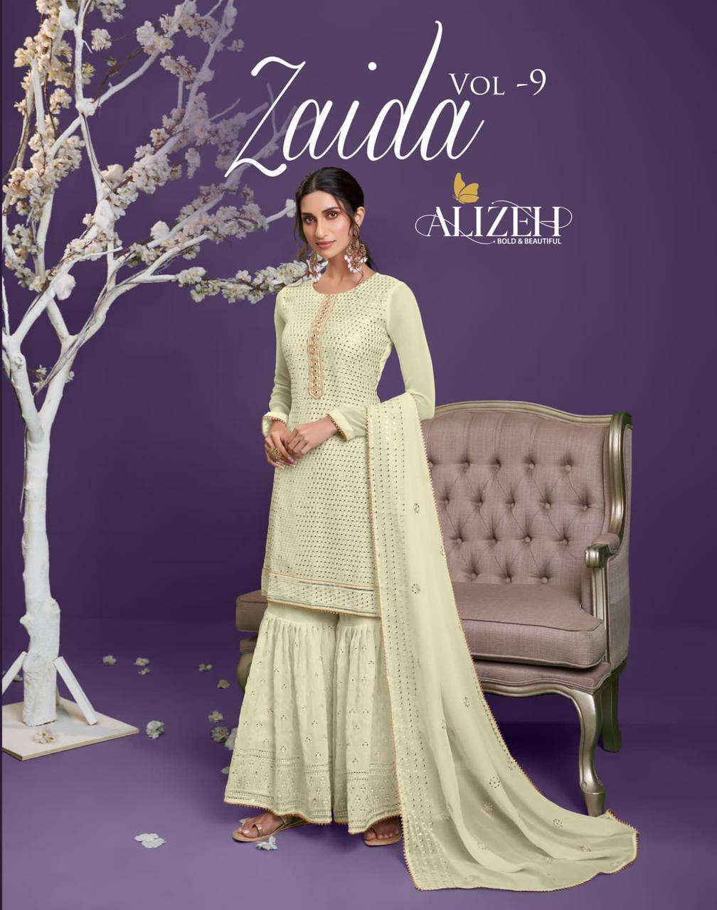 Alizeh presents zaida vol-9 georgette embroidery work salwar suit wholesaler 