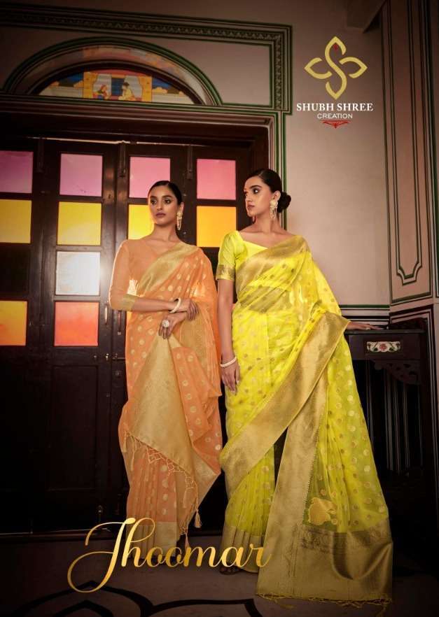 Shubh shree presents Jhoomar organza silk designer sarees catalog wholesaler 