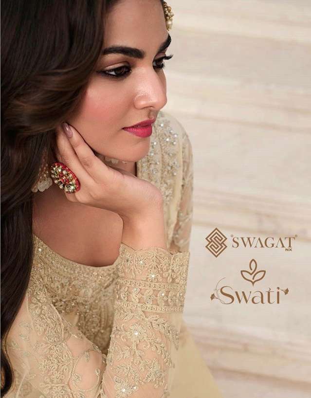 SWAGAT PRESENTS SWATI 3401 TO 3407 SERIES HEAVY NET EMBROIDERY WORK SALWAR SUIT WHOLEWSALER
