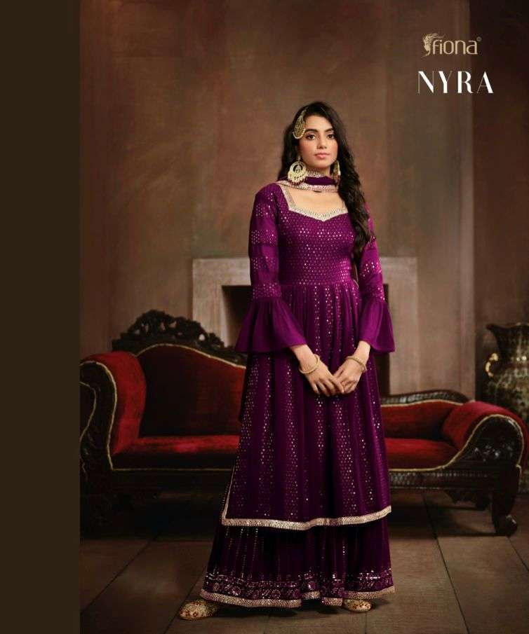 Fiona presents Nyra georgette designer party wear kurtis with sharara and dupatta collection 