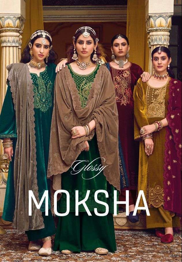 Glossy presents Moksha velvet embroidery work salwar suit wholesaler 