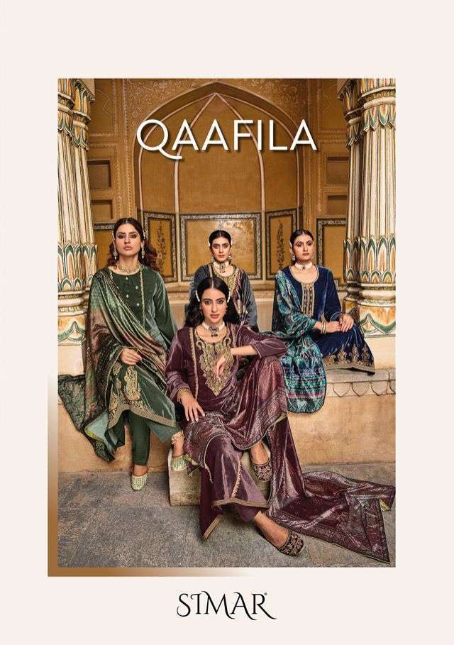 Glossy presents Qaafila velvet embroidery work salwar suit wholesaler 